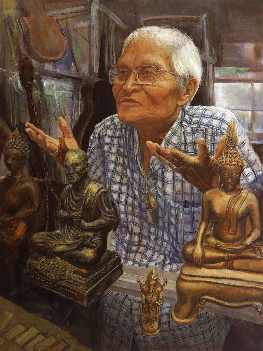 The Bangkok Amulet Salesman The-Bangkok-Amulet-Salesman-oil-portrait-by-artist-Elizabeth-Reed