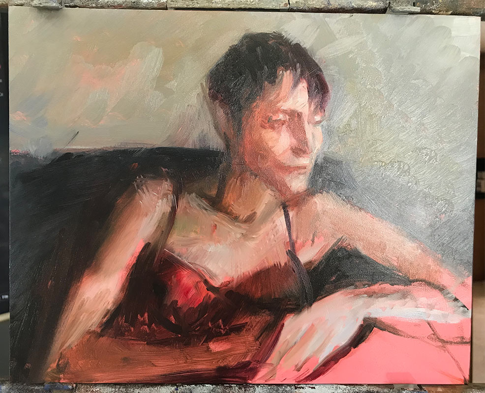 Sixth process picture of Portrait of Noelle Sixth-process-photo-of-portrait-of-Noelle-Commission a fine art portrait by-artist-Elizabeth-Reed