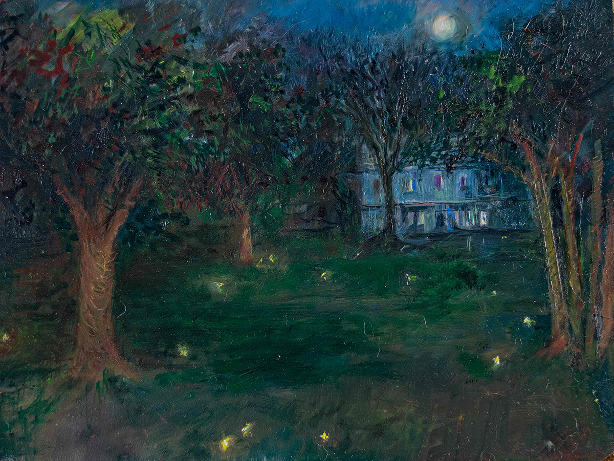 The Buck Moon Connecticut nocturne oil painting by Elizabeth Reed