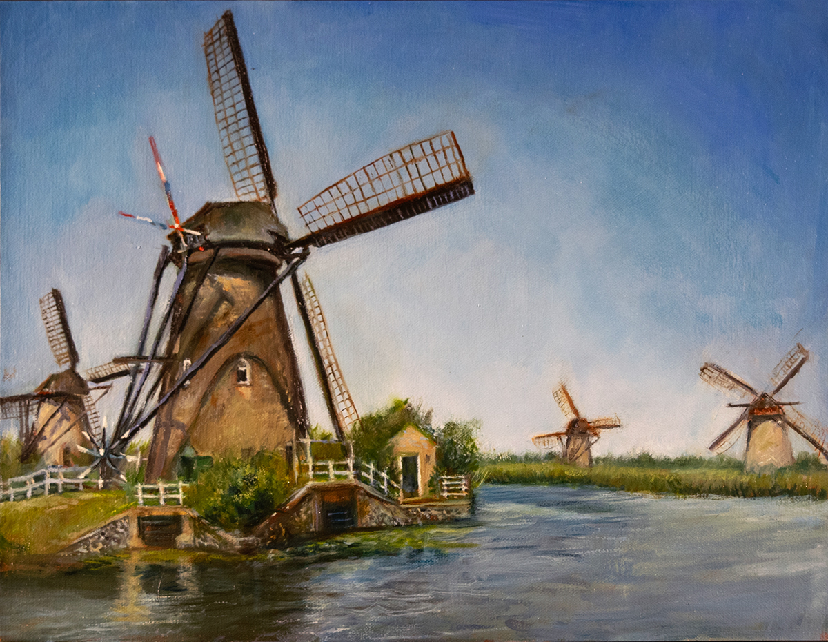 Genius Loci of Kinderdijk painted en Plein air by artist Elizabeth Reed