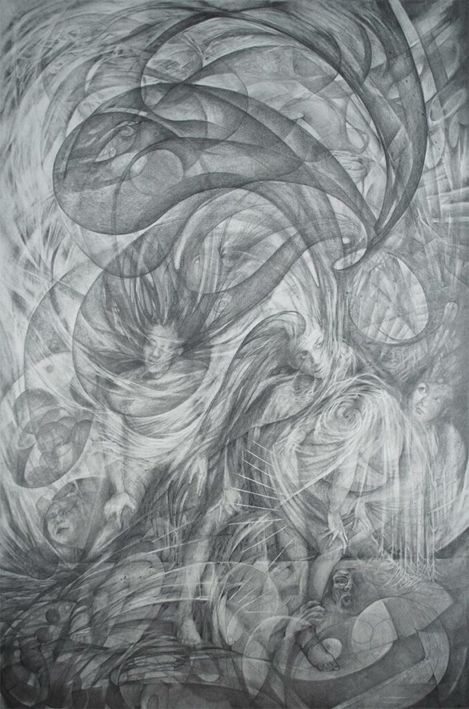 CHAOS-large-graphite-drawing-by-artist-Elizabeth-Reed-about-climate-change by artist Elizabeth Reed Individual Environmental Responsibility