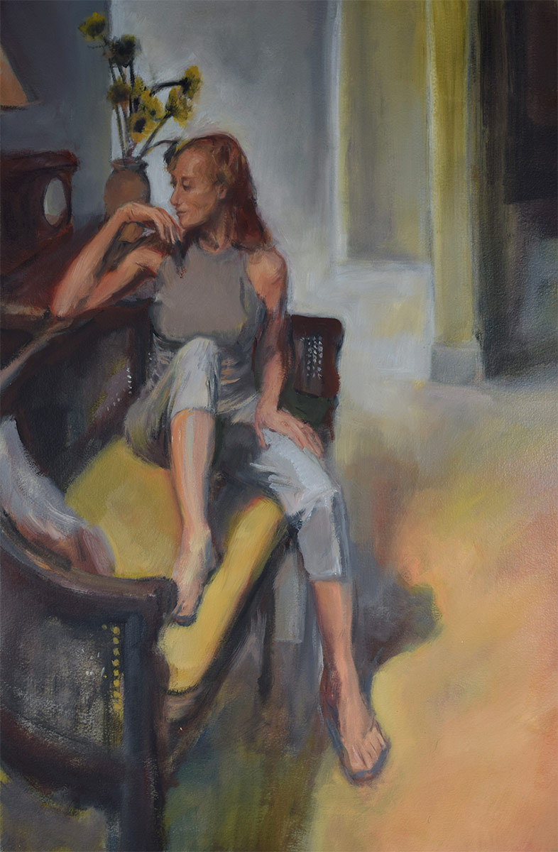 LOUNGING-ON-THE-SOFA-oil-sketch-from-life-by-artist-Elizabeth-Reed