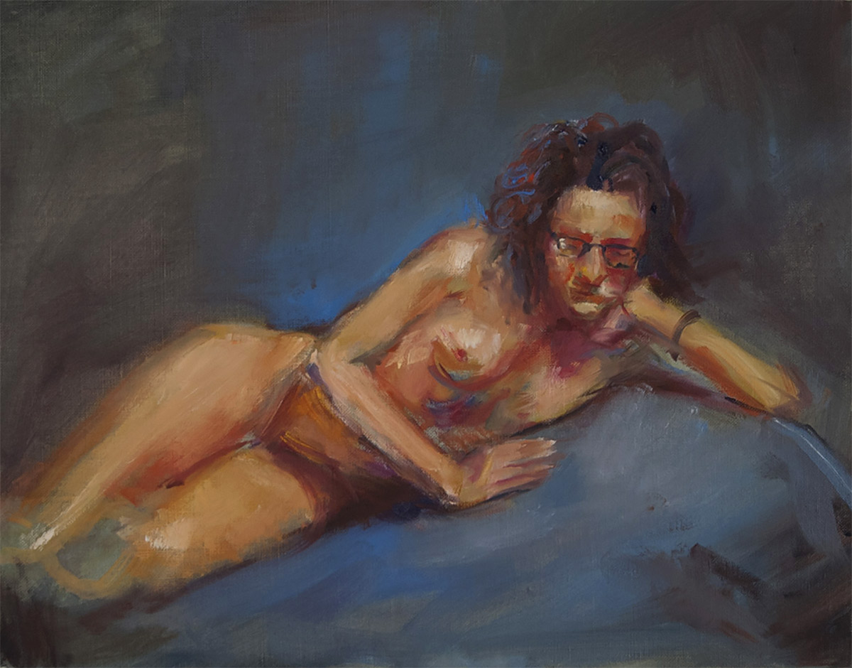 SMARTY-PANTS-Oil-sketch-from-life-by-artist-Elizabeth-Reed