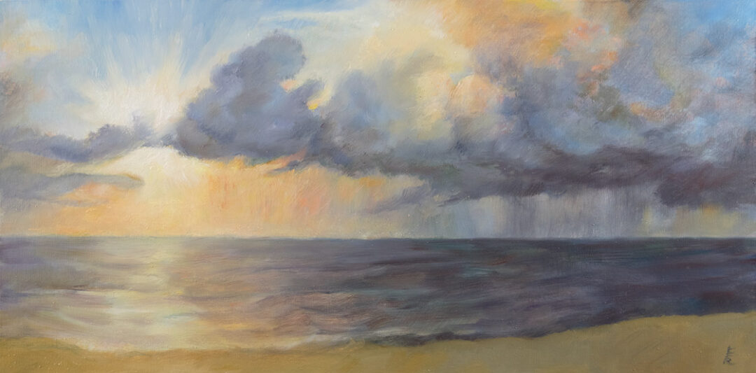 6:15 am Atlantic Blvd. Beach oil painting about sunrise
