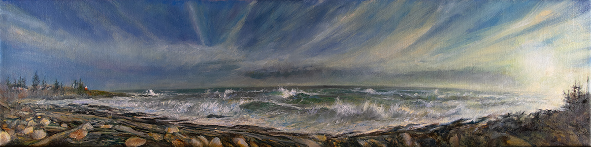 Oil painting of Pemaquid Point after January 10