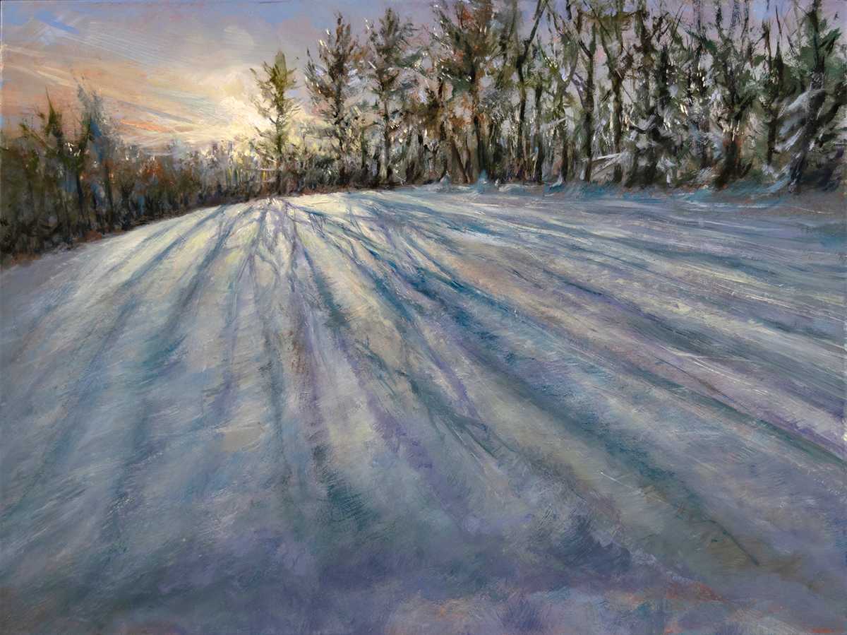Oil painting of January Snow in Maine by artist Elizabeth Reed